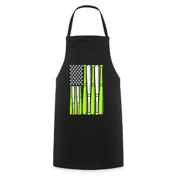 Baseball Bat Sports American Flag St. - Cooking Apron - black - Front - AI Model Male 185 dark (185cm)