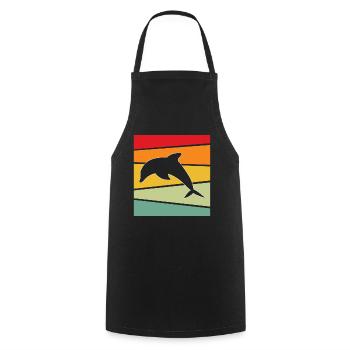 Delfin Retro - Kochschürze - Schwarz - Vorne - AI Model Male 185 dark (185cm)