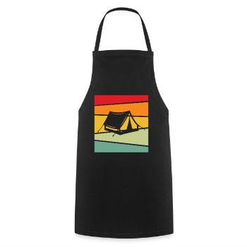 Camping Rétro - Tablier de cuisine - noir - Devant - AI Model Male 185 dark (185cm)
