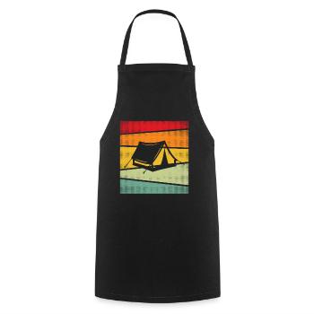 Camping Rétro - Tablier de cuisine - noir - Devant - AI Model Male 185 dark (185cm)