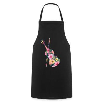 Violin Violinist Tropical Flower - Cooking Apron - black - Front - AI Model Male 185 dark (185cm)