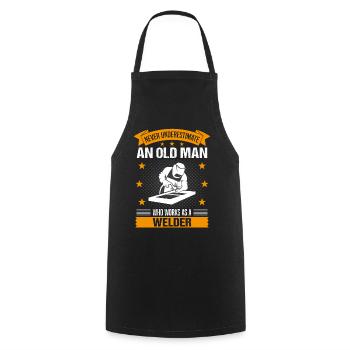 Un vieil homme soudeur disant un cadeau pour hommes - Tablier de cuisine - noir - Devant - AI Model Male 185 dark (185cm)