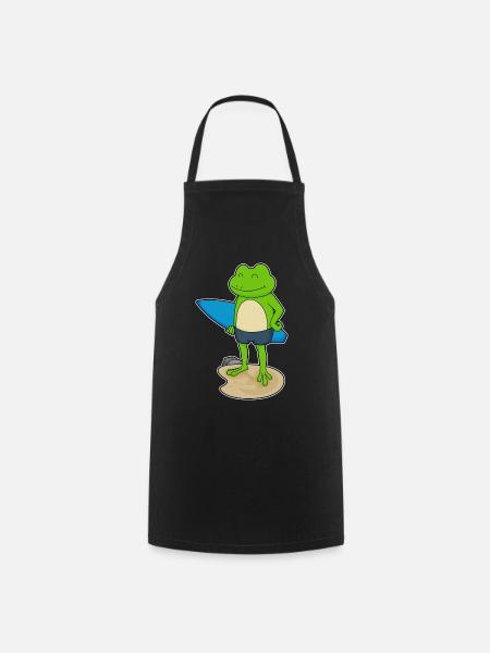 Frosch Surfen Surfbrett Sommer - Kochschürze - Schwarz