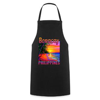 Boracay Philippines Coucher de soleil - Tablier de cuisine - noir - Devant - AI Model Male 185 dark (185cm)