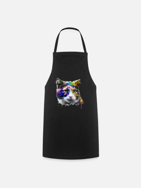 Künstlerische Katze - Kochschürze - Schwarz