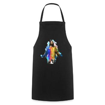 Jésus coloré - Tablier de cuisine - noir - Devant - AI Model Male 185 dark (185cm)