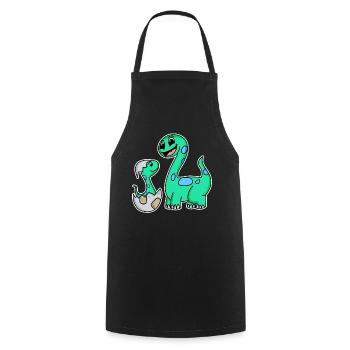 Dinosaure avec famille Baby Dinosaur - Tablier de cuisine - noir - Devant - AI Model Male 185 dark (185cm)