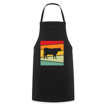 Kuh Retro - Kochschürze - Schwarz - Vorne - AI Model Male 185 dark (185cm)