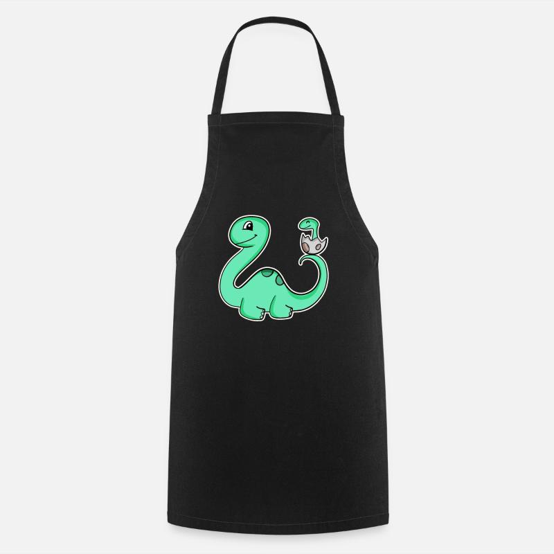 Dinosaure avec bébé dinosaure - Tablier de cuisine - noir
