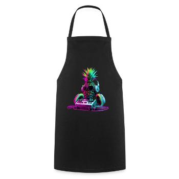 EDM Music Rave Festival Pineapple Techno - Cooking Apron - black - Front - AI Model Male 185 dark (185cm)