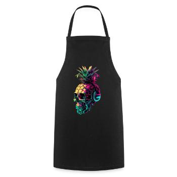 EDM Music Rave Festival Pineapple Techno - Cooking Apron - black - Front - AI Model Male 185 dark (185cm)