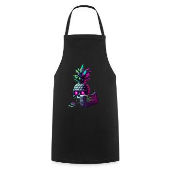EDM Music Rave Festival Pineapple Techno - Cooking Apron - black - Front - AI Model Male 185 dark (185cm)