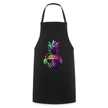 EDM Music Rave Festival Pineapple Techno - Cooking Apron - black - Front - AI Model Male 185 dark (185cm)