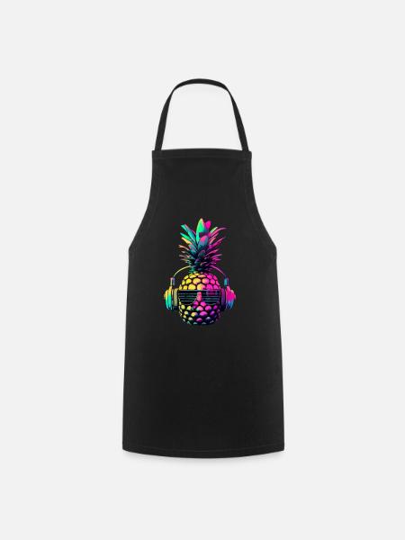 EDM Musik Rave Festival Ananas Techno - Kochschürze - Schwarz