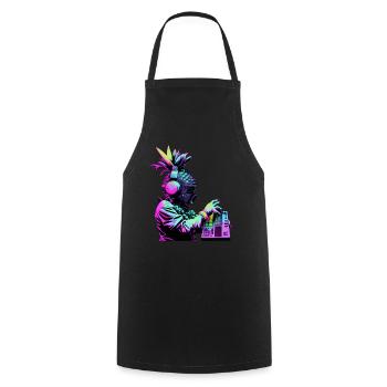 EDM Music Rave Festival Ananas Techno - Tablier de cuisine - noir - Devant - AI Model Male 185 dark (185cm)