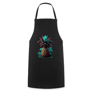 EDM Music Rave Festival Pineapple Techno - Cooking Apron - black - Front - AI Model Male 185 dark (185cm)