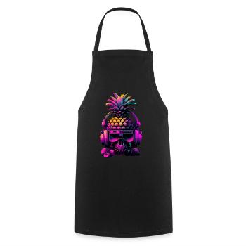 EDM Music Rave Festival Pineapple Techno - Cooking Apron - black - Front - AI Model Male 185 dark (185cm)