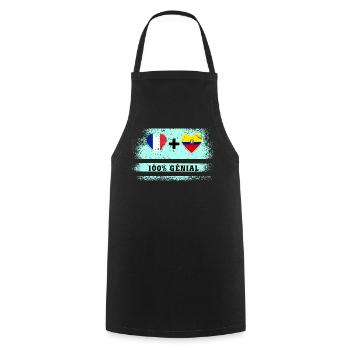 Drapeau France et Équateur 100% génial - Tablier de cuisine - noir - Devant - AI Model Male 185 dark (185cm)