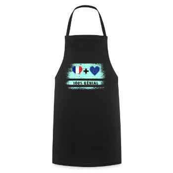 Drapeau France et Europe 100% génial - Tablier de cuisine - noir - Devant - AI Model Male 185 dark (185cm)