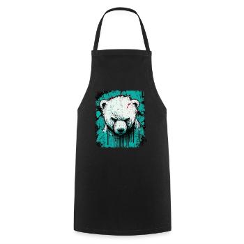 Angry Polar Bear - Cooking Apron - black - Front - AI Model Male 185 dark (185cm)