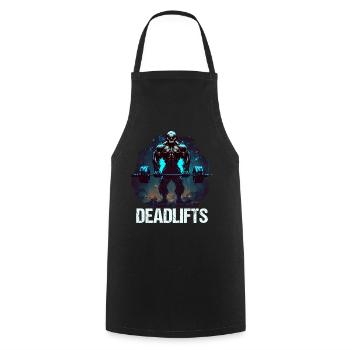 Deadlifts Gym Fitness Fun Workout - Cooking Apron - black - Front - AI Model Male 185 dark (185cm)