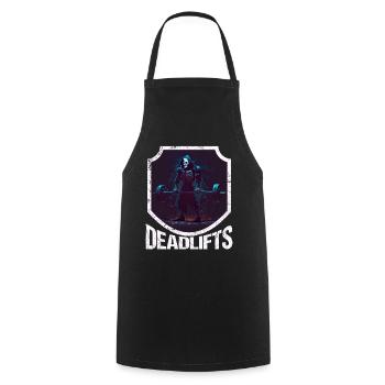 Deadlifts Gym Fitness Fun Workout - Cooking Apron - black - Front - AI Model Male 185 dark (185cm)