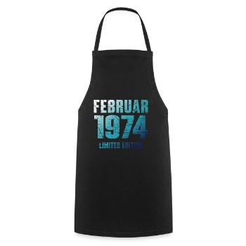 Februar 1974 Limited Edition Geburtstag Geschenk - Kochschürze - Schwarz - Vorne - AI Model Male 185 dark (185cm)