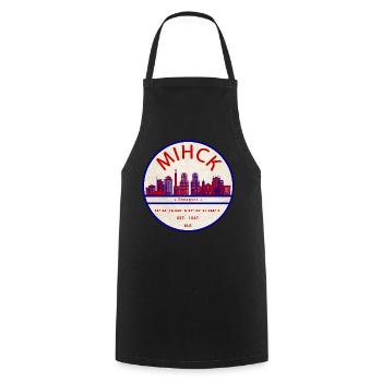 Minsk Skyline Emblem Koordinaten - Kochschürze - Schwarz - Vorne - AI Model Male 185 dark (185cm)