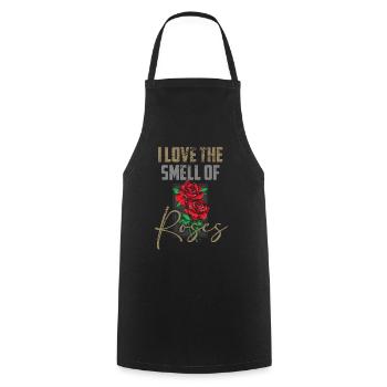 Roses J’aime L’odeur des Roses Rouges Fleurs printanières - Tablier de cuisine - noir - Devant - AI Model Male 185 dark (185cm)