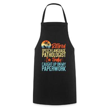 Speech Therapist Therapy Assistant - Cooking Apron - black - Front - AI Model Male 185 dark (185cm)