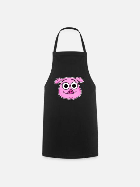 Schwein Kopf Tierkopf - Kochschürze - Schwarz