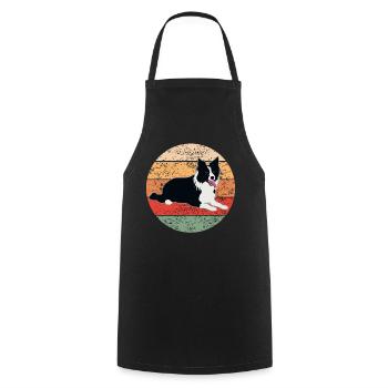 Border Collie Dog Dog Lovers Retro Gift - Cooking Apron - black - Front - AI Model Male 185 dark (185cm)