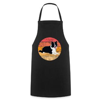 Border Collie Dog Dog Lovers Retro Gift - Cooking Apron - black - Front - AI Model Male 185 dark (185cm)