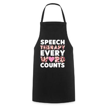 Speech Therapist Therapy Assistant - Kochschürze - Schwarz - Vorne - AI Model Male 185 dark (185cm)