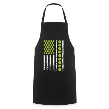 Amerikanischer Schlägersport Tennisfahne - Kochschürze - Schwarz - Vorne - AI Model Male 185 dark (185cm)