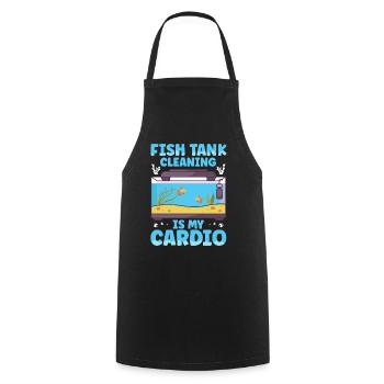 Fish Tank Cleaning is my Cardio Aquaristik - Cooking Apron - black - Front - AI Model Male 185 dark (185cm)