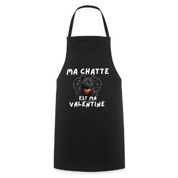 Chat félin cœur Valentine - Tablier de cuisine - noir - Devant - AI Model Male 185 dark (185cm)
