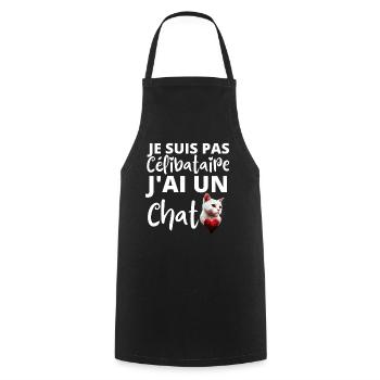 Je suis pas célibataire j'ai un chat - Tablier de cuisine - noir - Devant - AI Model Male 185 dark (185cm)