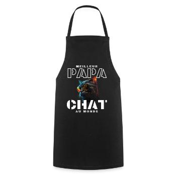 Chat neon lunettes arcenciel - Tablier de cuisine - noir - Devant - AI Model Male 185 dark (185cm)