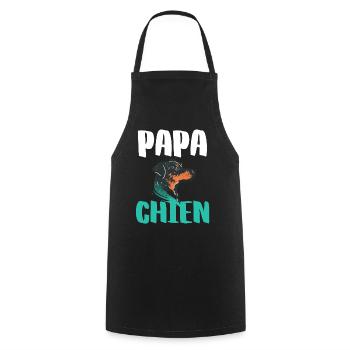 Papa Chien - Illustration Canine Colorée Moderne - Tablier de cuisine - noir - Devant - AI Model Male 185 dark (185cm)