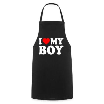 I love my boy - Cooking Apron - black - Front - AI Model Male 185 dark (185cm)