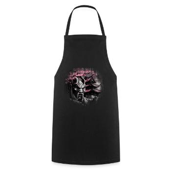 Vintage Japanese Sakura Cherry Blossom Temple - Cooking Apron - black - Front - AI Model Male 185 dark (185cm)