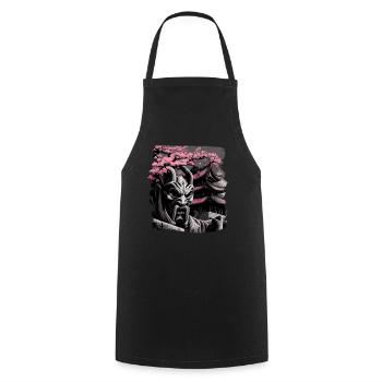 Vintage Japanese Sakura Cherry Blossom Temple - Cooking Apron - black - Front - AI Model Male 185 dark (185cm)