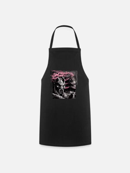 Vintage Japanische Sakura Kirschblüten Tempel - Kochschürze - Schwarz