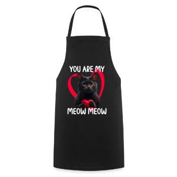 Tu es mon Meow Meow Cat - Tablier de cuisine - noir - Devant - AI Model Male 185 dark (185cm)