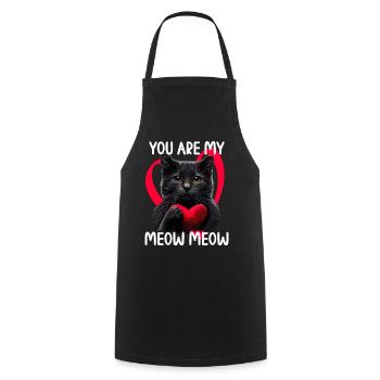 Tu es mon Meow Meow Cat - Tablier de cuisine - noir - Devant - AI Model Male 185 dark (185cm)