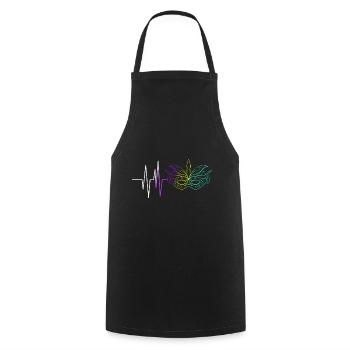 Heartbeat de masque violet, doré et vert pour - Tablier de cuisine - noir - Devant - AI Model Male 185 dark (185cm)