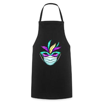 Masque Masqué Vert Et Violet pour Mardi Gras - Tablier de cuisine - noir - Devant - AI Model Male 185 dark (185cm)