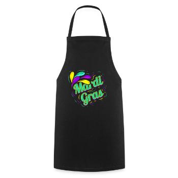 Green Lettering For Mardi Gras - Cooking Apron - black - Front - AI Model Male 185 dark (185cm)