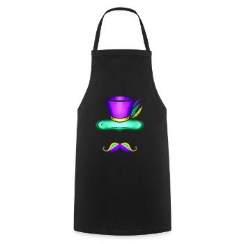 Chapeau et moustache pour Mardi Gras - Tablier de cuisine - noir - Devant - AI Model Male 185 dark (185cm)